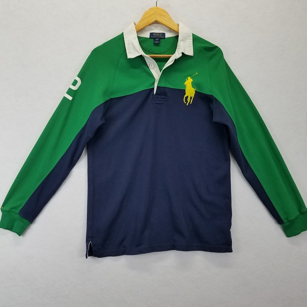 Polo Ralph Lauren Pullover Sweater Young Men Sz XL (18-20) Blue Green Big Pony